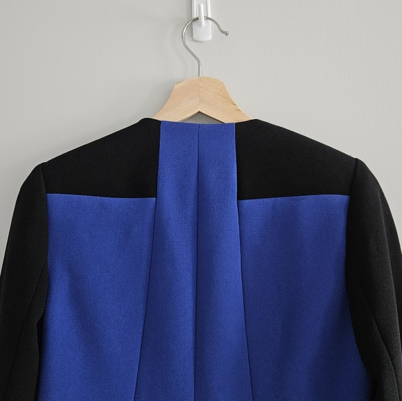 Judith & Charles Color Block Open Front Blazer Blue Black Size 2 Career - Picture 4 of 8